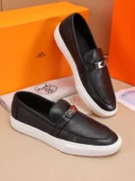 Мужские лоферы Hermes тёмно-синего цвета, артикул 346041