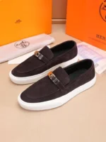 Мужские лоферы Hermes коричневого цвета, артикул 346045 — фото 3