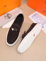 Мужские лоферы Hermes коричневого цвета, артикул 346045 — фото 5