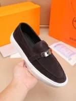Мужские лоферы Hermes коричневого цвета, артикул 346045 — фото 4