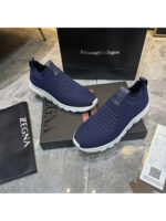 Мужские кроссовки Zegna тёмно-синего цвета, артикул 346036