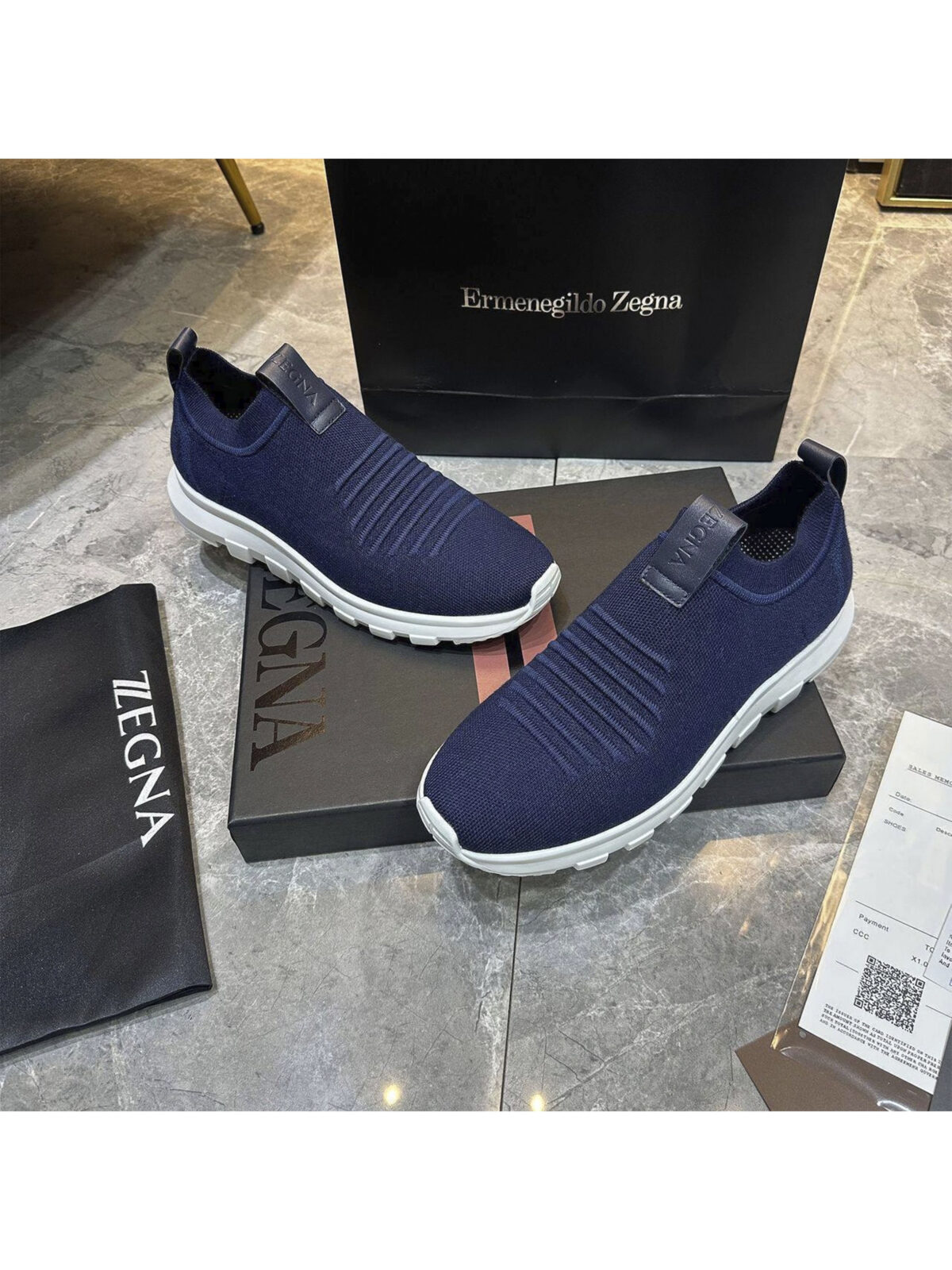 13 Мужские кроссовки Zegna тёмно-синего цвета, артикул 346036