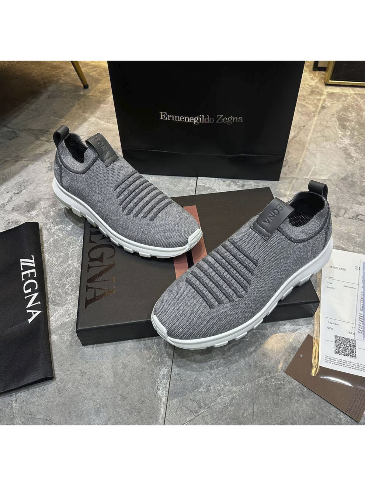 15 Мужские кроссовки Zegna серого цвета, артикул 346033