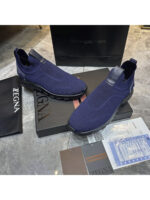 Мужские кроссовки Zegna тёмно-синего цвета, артикул 346039