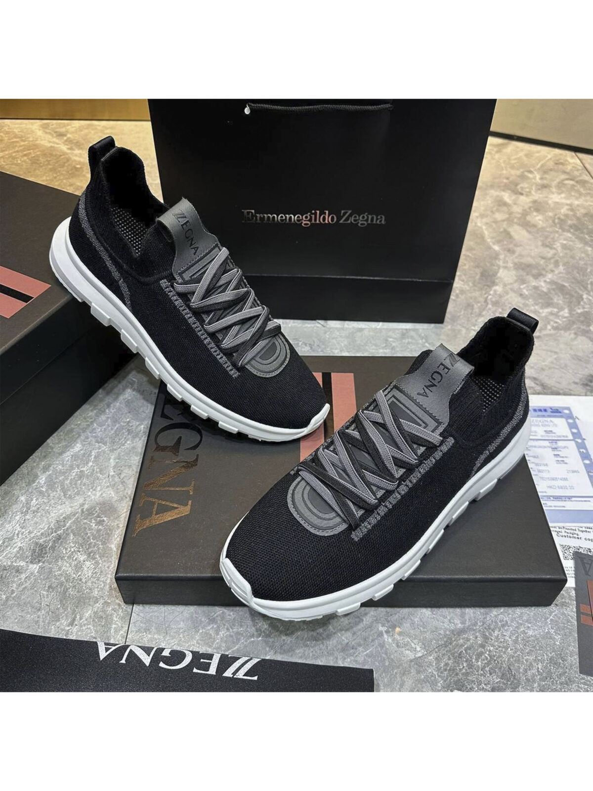 8 Мужские кроссовки Zegna чёрного цвета, артикул 346032