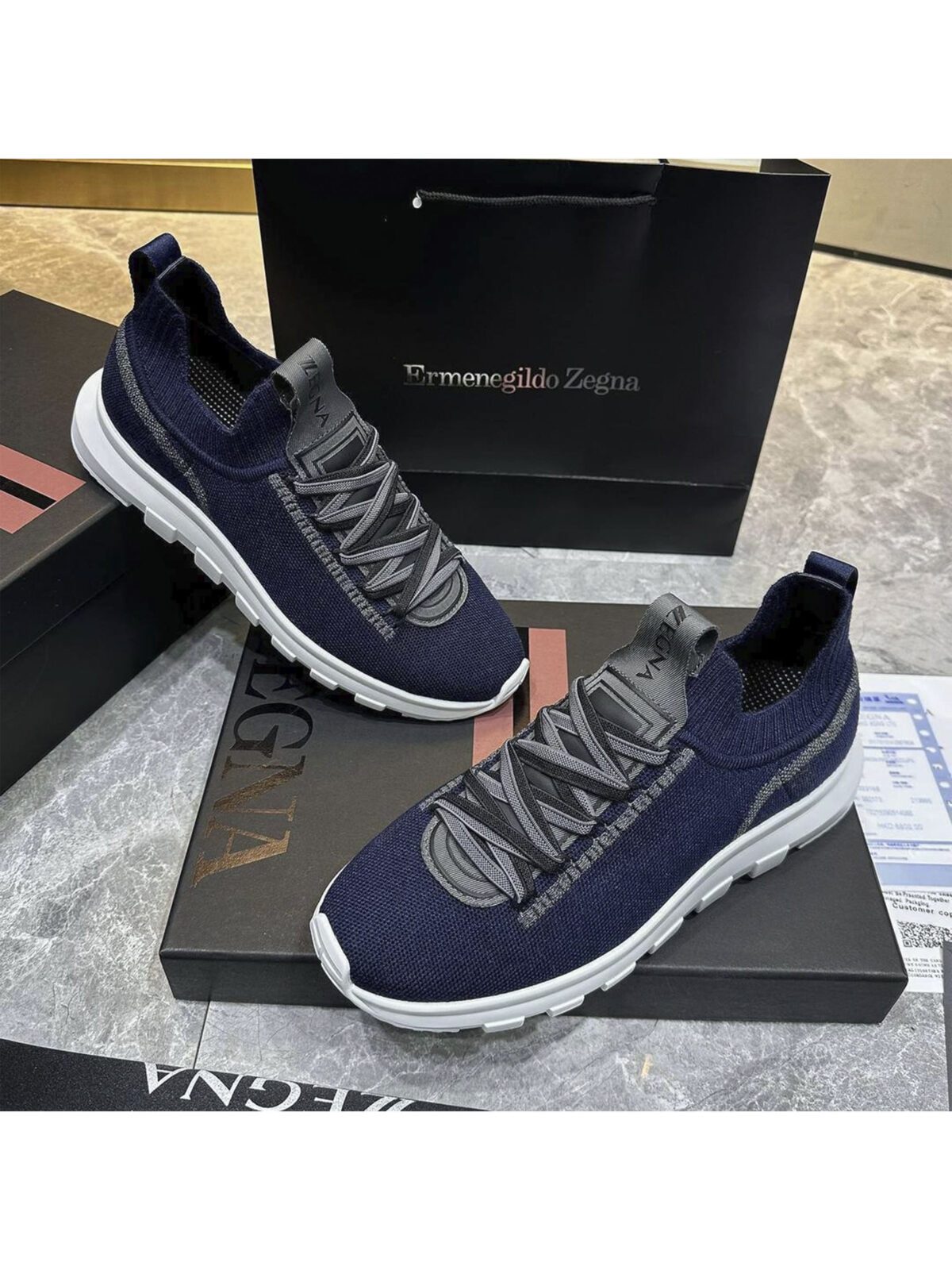 9 Мужские кроссовки Zegna тёмно-синего цвета, артикул 346031