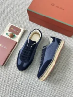 Мужские кеды Loro Piana тёмно-синего цвета, артикул 346255