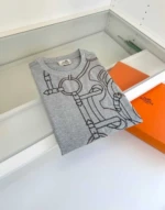 Мужская футболка Hermes серого цвета, артикул 344619 — фото 3