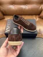 Мужские кеды Zegna коричневого цвета, артикул 343343 — фото 4