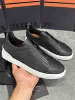 Мужские кеды Zegna чёрного цвета, артикул 344044