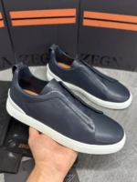 Мужские кеды Zegna синего цвета, артикул 344046