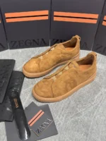 Мужские кеды Zegna коричневого цвета, артикул 344051 — фото 3