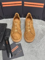 Мужские кеды Zegna коричневого цвета, артикул 344051 — фото 4