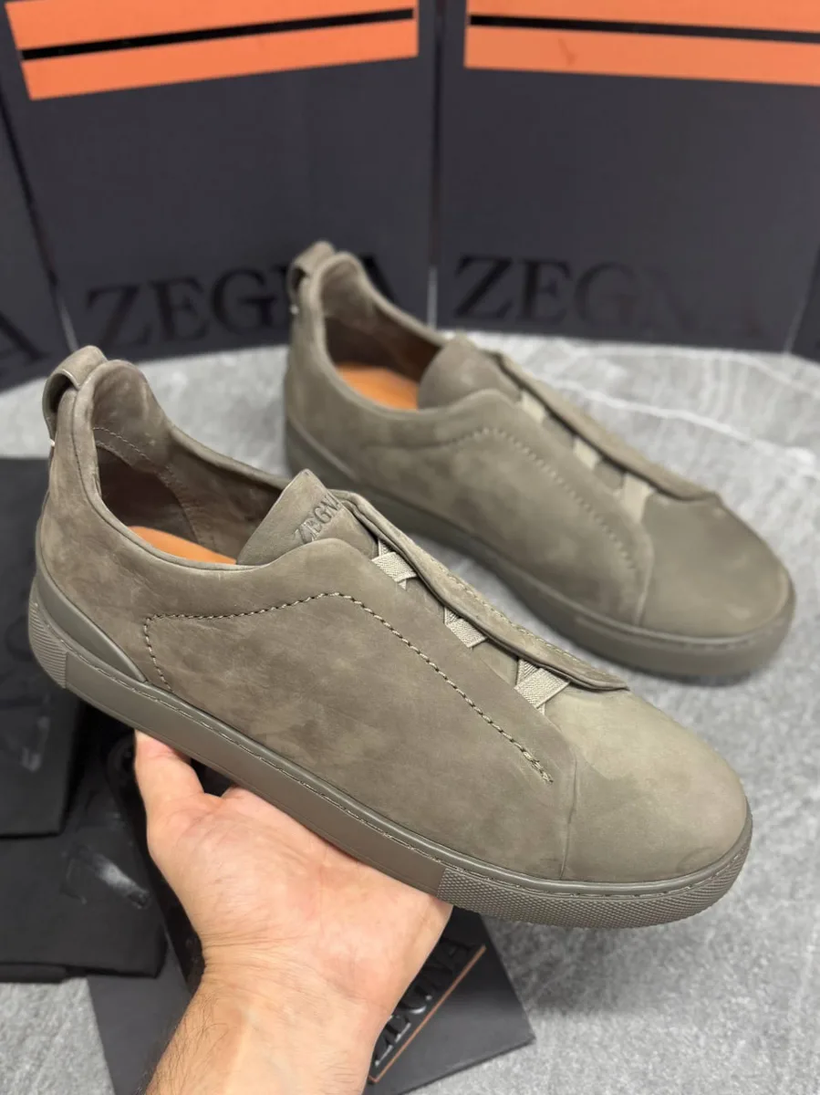 344053_1 Мужские кеды Zegna серого цвета, артикул 344053