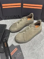 Мужские кеды Zegna серого цвета, артикул 344053 — фото 3