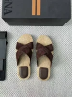 Мужские шлепанцы Zegna коричневого цвета, артикул 344125 — фото 3