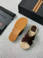 Мужские шлепанцы Zegna коричневого цвета, артикул 344125 — фото 5