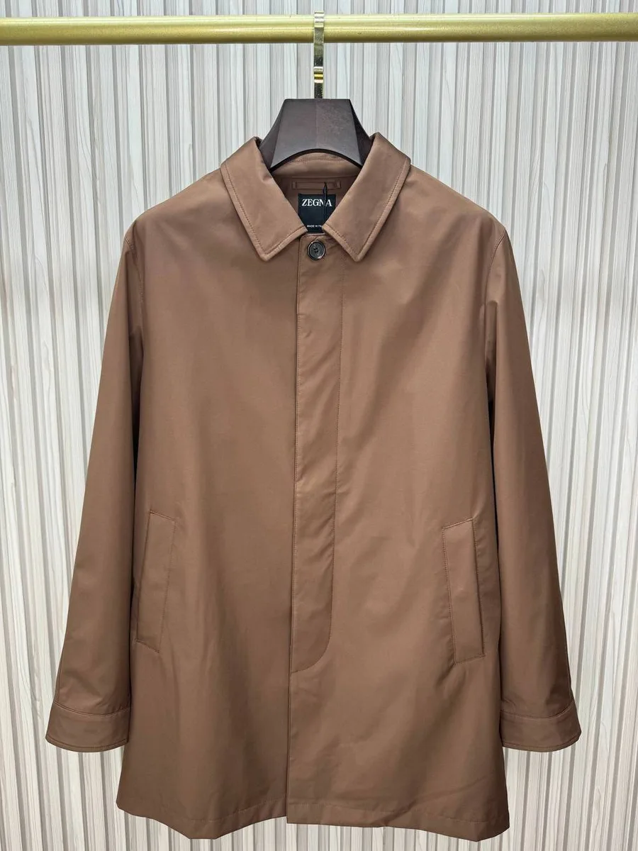 344152_1 Мужской плащ Zegna коричневого цвета, артикул 344152