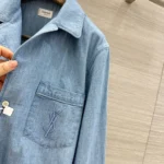 Женская рубашка Saint Laurent голубого цвета, артикул 344175 — фото 6