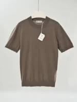 Мужская футболка Brunello Cucinelli коричневого цвета, артикул 344186