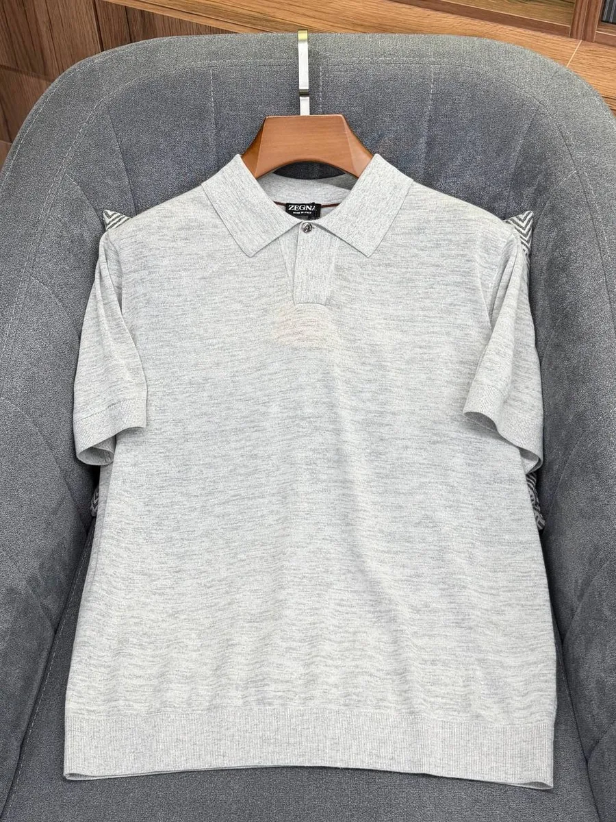 344350_1 Мужское поло Zegna серого цвета, артикул 344350