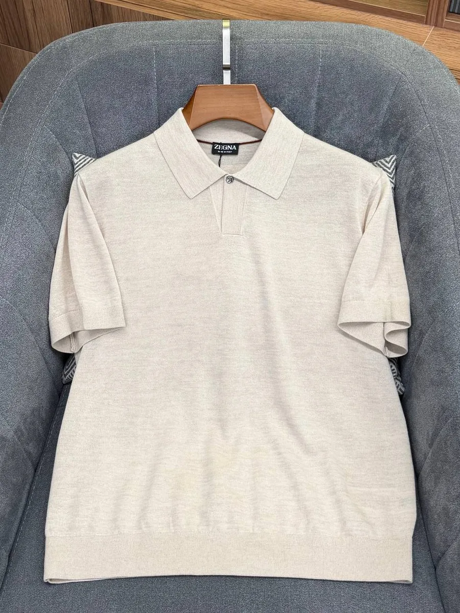 344351_1 Мужское поло Zegna кремового цвета, артикул 344351