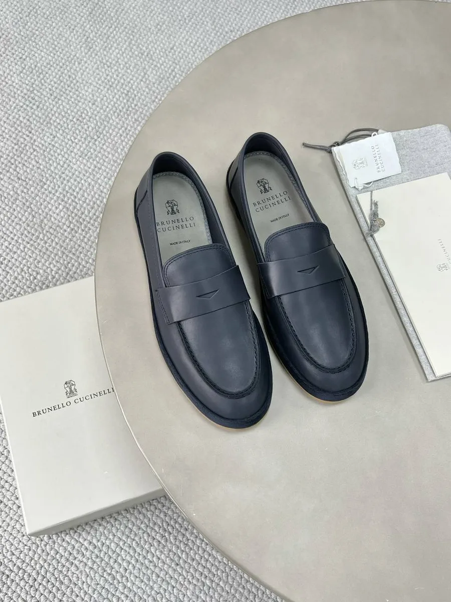 344389_1 Мужские лоферы Brunello Cucinelli тёмно-синего цвета, артикул 344389