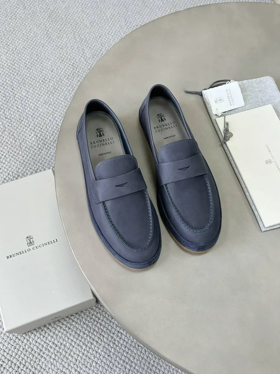 344390_1 Мужские лоферы Brunello Cucinelli тёмно-синего цвета, артикул 344390