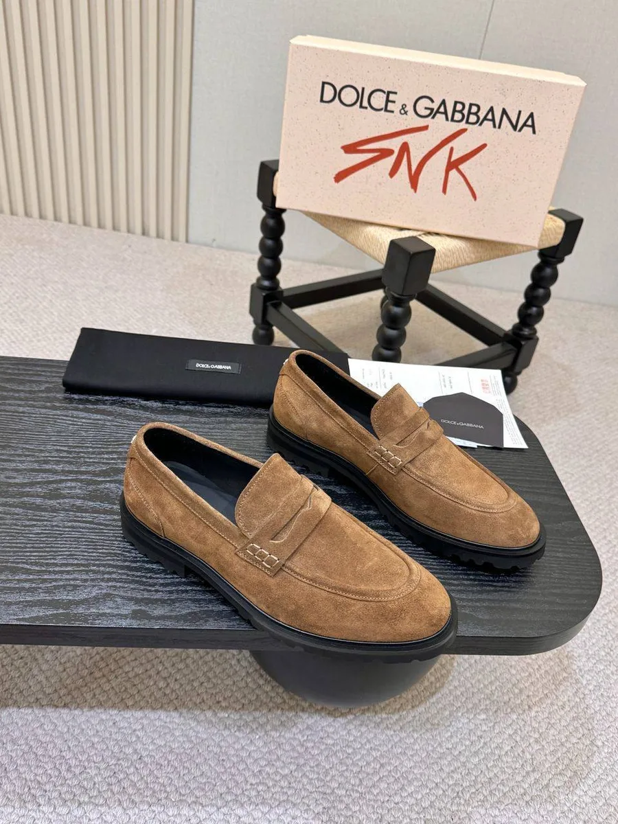 344394_1 Мужские лоферы Dolce Gabbana коричневого цвета, артикул 344394