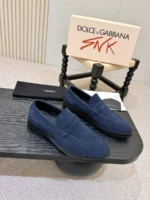 Мужские лоферы Dolce Gabbana тёмно-синего цвета, артикул 344396