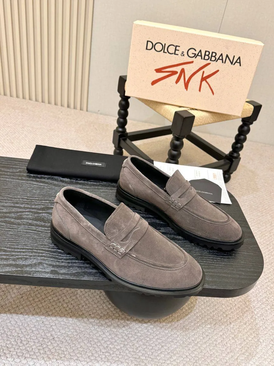 344397_1 Мужские лоферы Dolce Gabbana серого цвета, артикул 344397