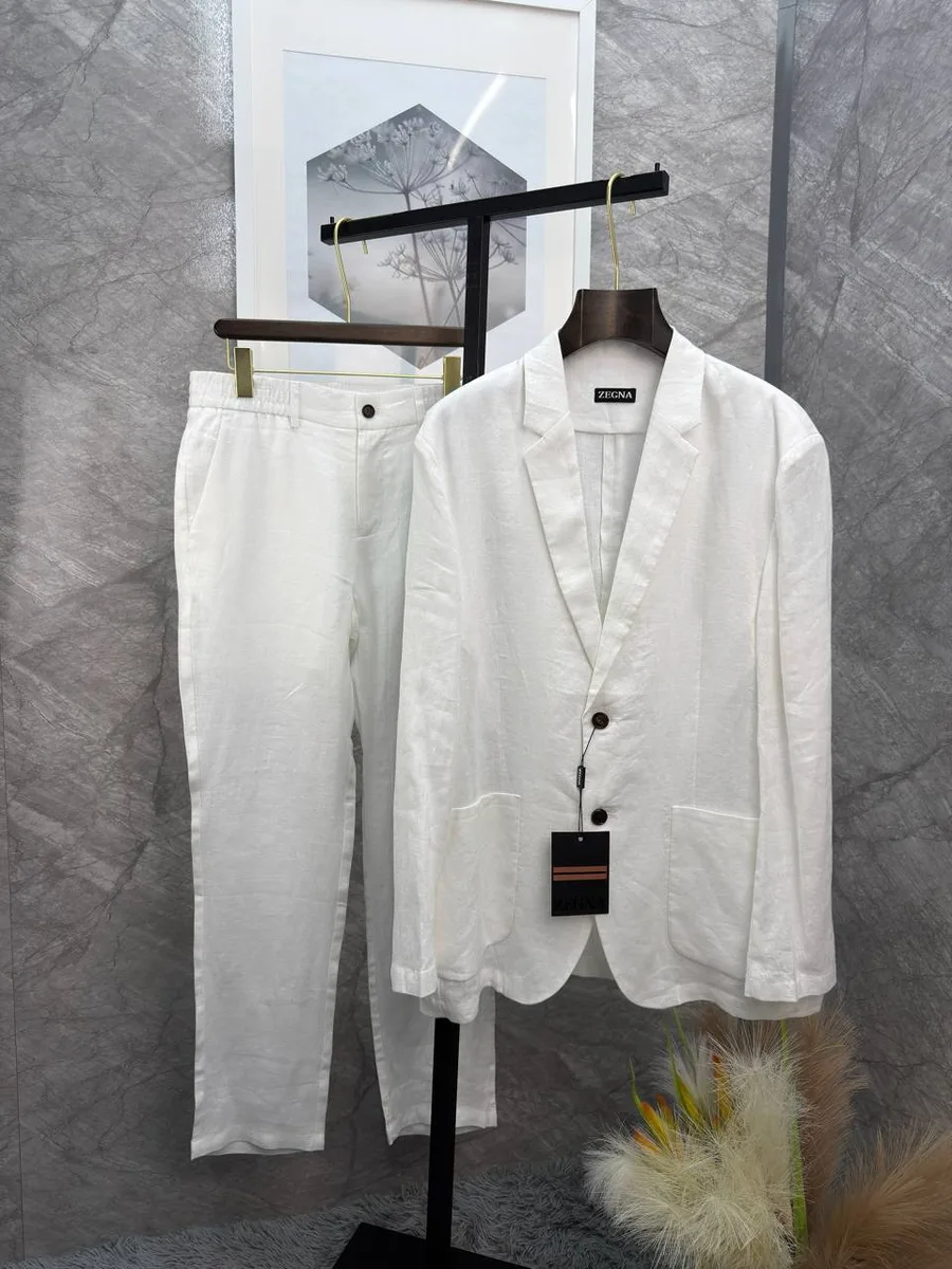 344419_1 Мужской костюм Zegna белого цвета, артикул 344419