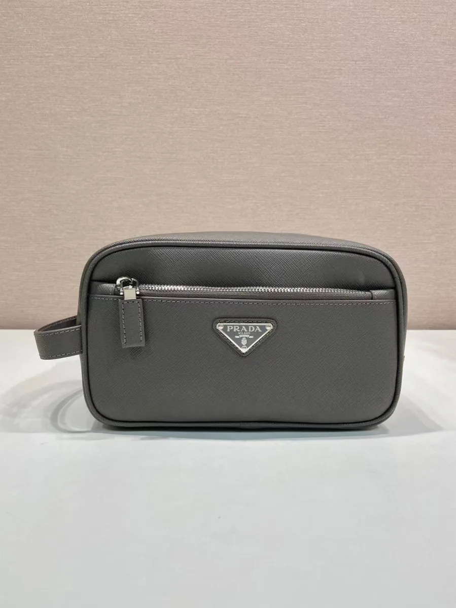 344474_1 Мужской несессер Prada серого цвета, артикул 344474