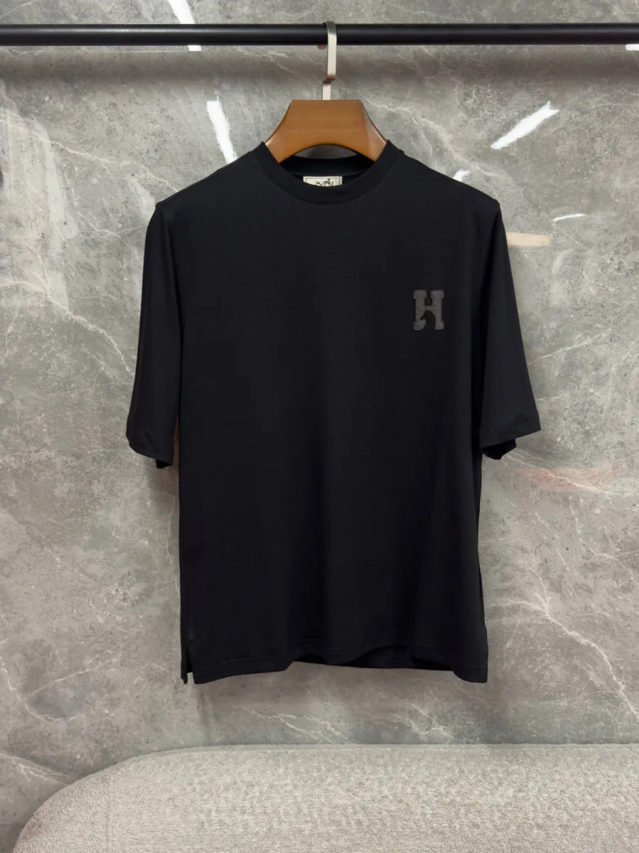 344603_1 Мужская футболка Hermes чёрного цвета, артикул 344603