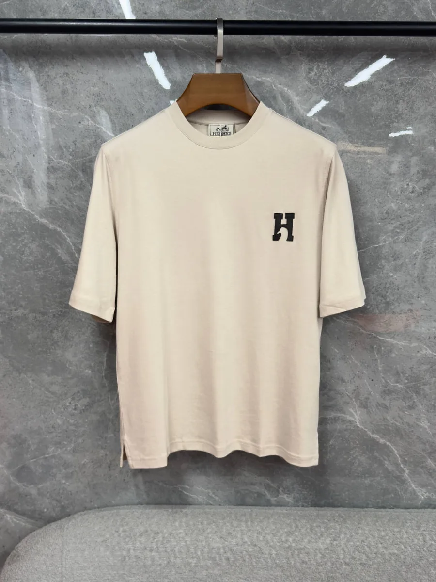 344606_1 Мужская футболка Hermes кремового цвета, артикул 344606