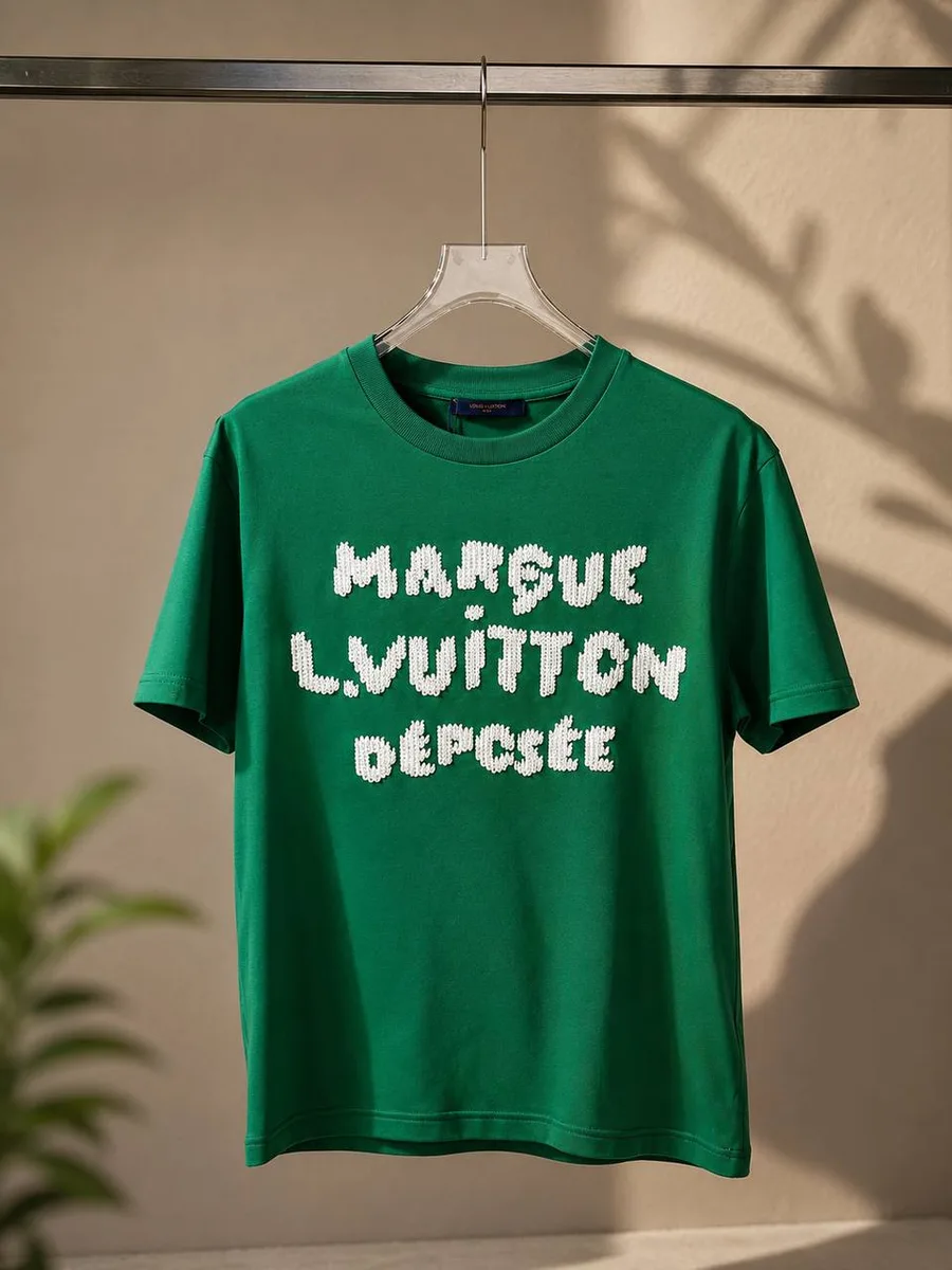 344682_1 Мужская футболка Louis Vuitton зелёного цвета, артикул 344682