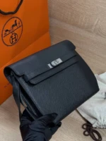 Мужская сумка мессенджер Hermes чёрного цвета, артикул 344721 — фото 4