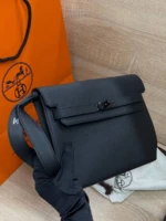 Мужская сумка мессенджер Hermes чёрного цвета, артикул 344722 — фото 4