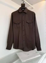 Мужская рубашка Brunello Cucinelli коричневого цвета, артикул 343389