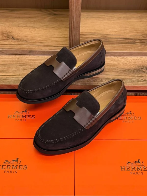 Мужские лоферы Hermes коричневого цвета, артикул 343521