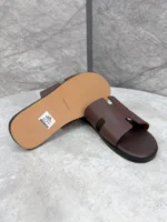 Мужские шлепанцы Hermes коричневого цвета, артикул 343541 — фото 5