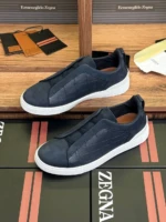Мужские кеды Zegna тёмно-синего цвета, артикул 343666