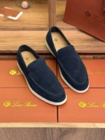 Мужские лоферы Loro Piana тёмно-синего цвета, артикул 343684 — фото 3