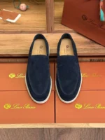 Мужские лоферы Loro Piana тёмно-синего цвета, артикул 343684 — фото 2