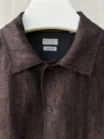 Мужская рубашка Brunello Cucinelli коричневого цвета, артикул 345201 — фото 7
