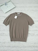 Мужская футболка Brunello Cucinelli коричневого цвета, артикул 343952