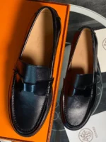 Мужские лоферы Hermes чёрного цвета, артикул 343860 — фото 4