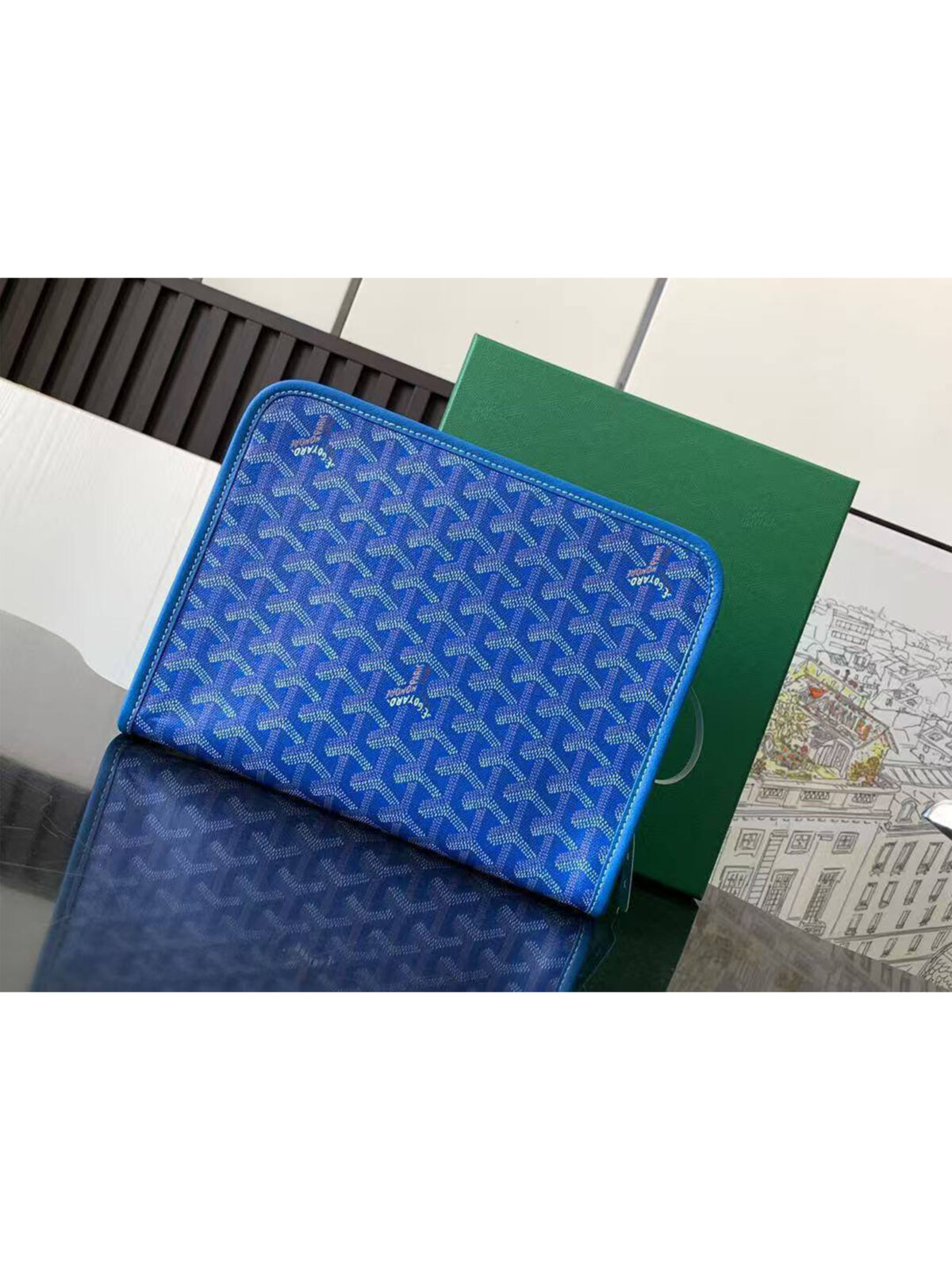 11 Мужской клатч Goyard синего цвета, артикул 345231