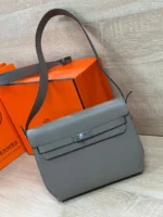 Мужская сумка мессенджер Hermes серого цвета, артикул 344810