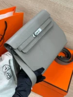 Мужская сумка мессенджер Hermes серого цвета, артикул 344810 — фото 4